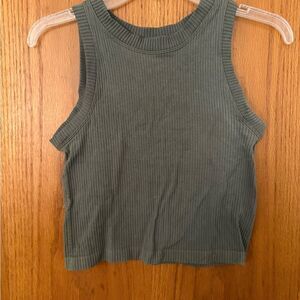 Aura Ribbed Tank Top in Forest Green